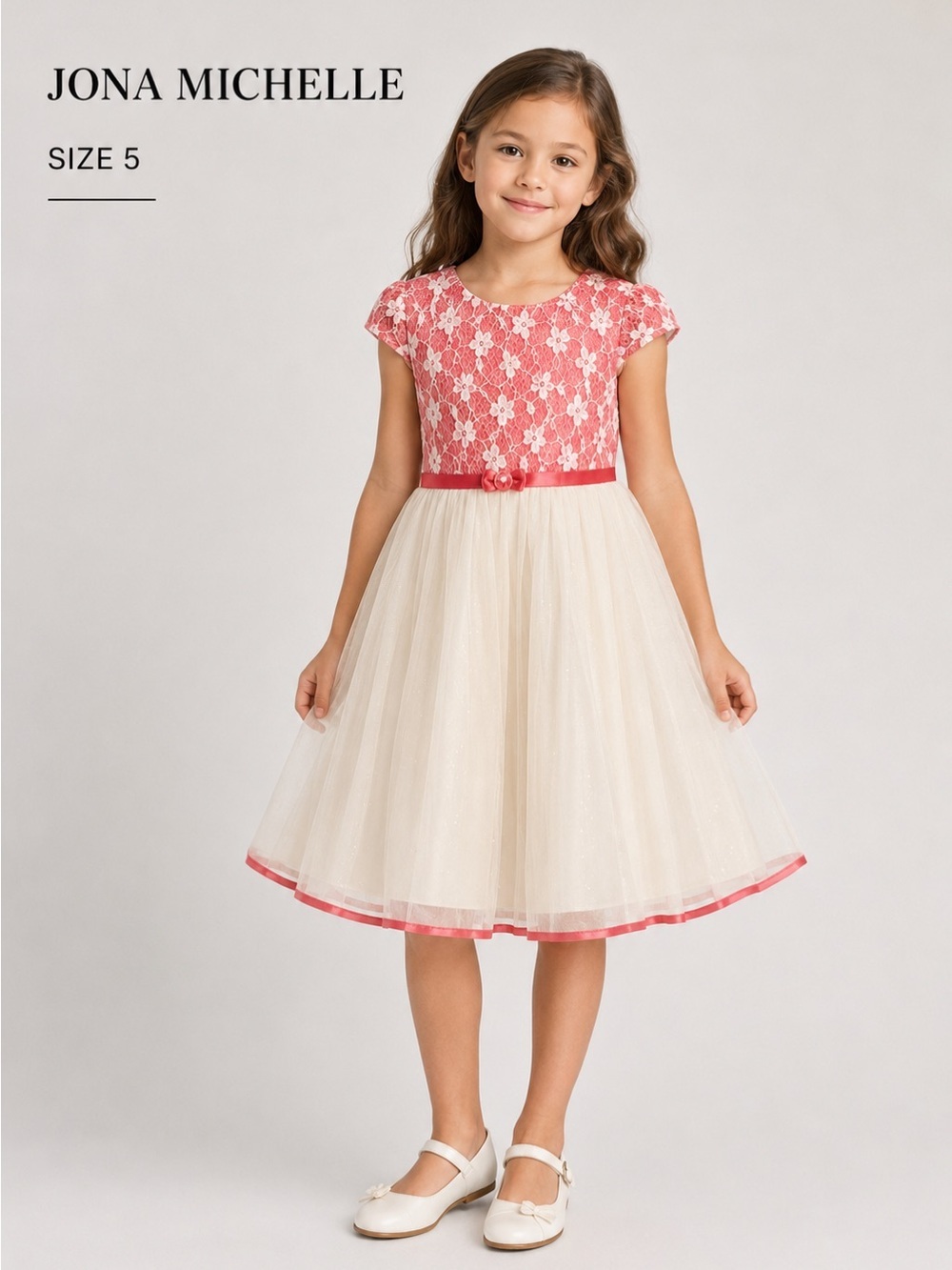 JONA MICHELLE girls beautiful fashion party lace dress / size 5